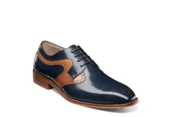 Stacy Adams Mens Palmer Plain Toe Medallion Oxford - Navy